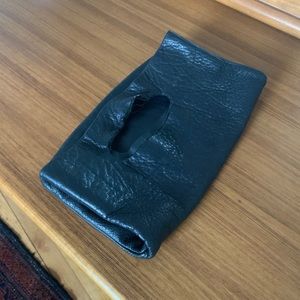 baggu black leather clutch